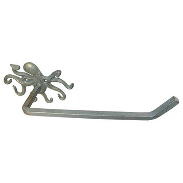 Antique Bronze Cast Iron Octopus Toilet Paper Holder 11'', Beach Bathroom Decor