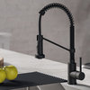Bolden Commercial Style 2-Function Pull-Down 1-Handle 1-Hole Kitchen Faucet, Matte Black With Soap Dispenser
