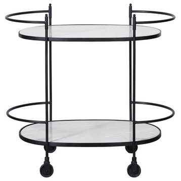 Oval Iron & Marble Caster Bar Cart