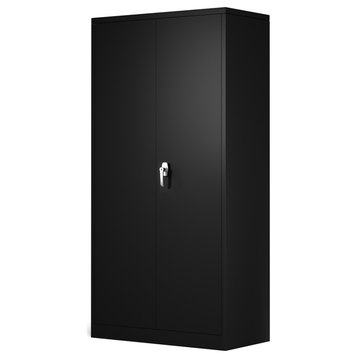 5 Shelf Metal Storage Cabinet With 4 Adjustable Shelves and Lockable Doors