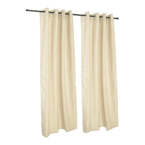Dupione Bamboo Sunbrella Outdoor Single Panel Curtain With