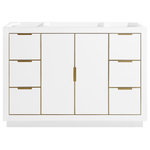 Avanity - Avanity Austen 48 in. Vanity Only in White with Gold Trim - The Austen 48 in. vanity is simple yet stunning. The Austen Collection features a minimalist design that pops with color thanks to the refined White finish with matte gold trim and hardware. The cabinet features a solid wood birch frame, plywood drawer boxes, dovetail joints, a toe kick for convenience, and soft-close glides and hinges. Complete the look with matching mirror, mirror cabinet, and linen tower. A perfect choice for the modern bathroom, Austen feels at home in multiple design settings.