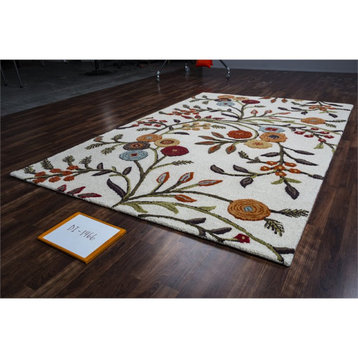 Alora Decor Charming 5' x 8' Floral Ivory/Gray/Rust/Blue Hand-Tufted Area Rug