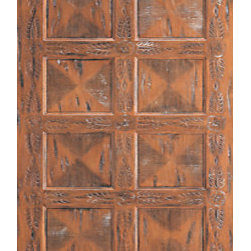 Hand Carved Single Door, Sante Fe Style in Solid Mahogany - Front Doors