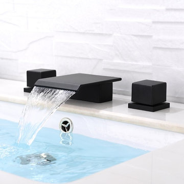 $119.99 Waterfall Widespread Bathroom Sink Faucet Square Double Handle