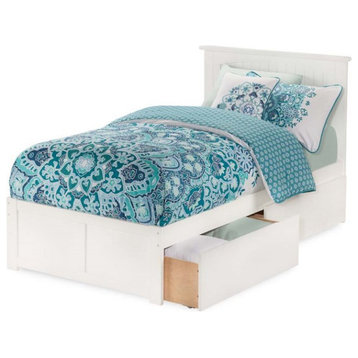AFI Nantucket Twin XL Solid Wood Bed with Storage Drawers in White