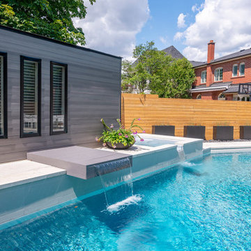 Elegant Backyard Landscape Design Project with Water Feature & Woodworking