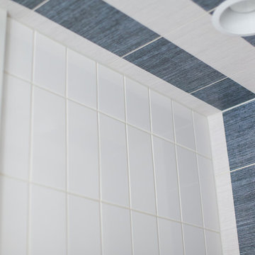 Blue and White Nautical Themed Bathroom