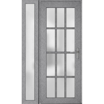 Front Exterior Prehung Door Frosted Glass / Manux 8312 Grey / 48 x 80" Left In