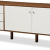 Harlow Wood Sideboard Storage Cabinet, Walnut Brown And White