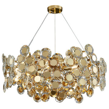 Gold Rectangular Crystal LED chandelier for living room, kitchen island, Dia23.6"
