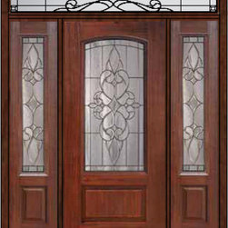 Prehung Side lights-Transom Door 80 Fiberglass Courtlandt Arch Lite - Front Doors