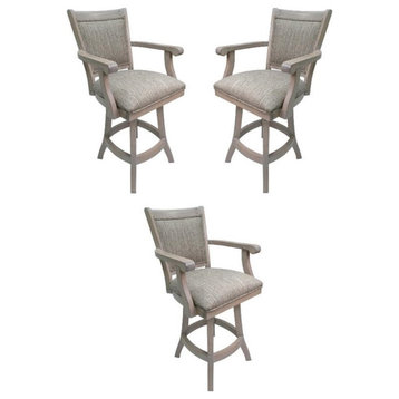 Home Square 26" Swivel Wood Counter Stool in Natural - Set of 3