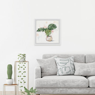 "Potted Monstera Deliciosa II" Framed Painting Print