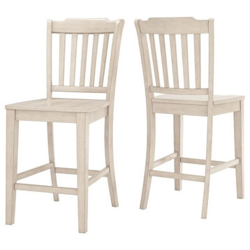 Arbor Hill Slat Back Counter Chair, Set of 2, Antique White