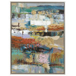 Uttermost - Uttermost Fiesta 37 x 49" Hand Painted Canvas - Bold, Graphic Brushstrokes Make Up This Modern, Hand Painted Abstract On Canvas. The Multi-colored Composition Showcases Dynamic Shades Of Blue, Green, Black, Brown, And Yellow With Pops Of Salmon And Lavender. An Antiqued Silver Leaf Gallery Frame Completes This Artwork. Due To The Handcrafted Nature Of This Work, Each Piece May Have Subtle Differences. This Piece May Be Hung Horizontal Or Vertical.