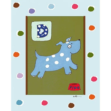 D is for Dog in Blue, Ready To Hang Canvas Kid's Wall Decor, 16 X 20