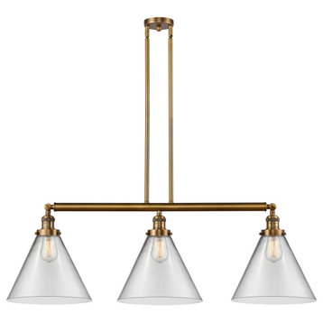 Innovations Lighting 213 X-Large Cone Cone 3 Light 44"W - Brushed Brass / Clear