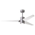 Matthews Fan - Super Janet 60" Ceiling Fan, LED Light Kit, Brushed Nickel/Matte White - The Super Janet's remarkable design and solid construction in cast aluminum and heavy stamped steel make it the heroine in any commercial or residential space. Moving air with barely a whisper, its efficient DC motor turns solid wood blades. An eco-conscious LED light kit with light cover completes the package.