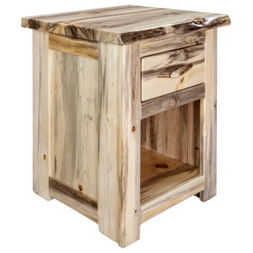 Big Sky Collection Live Edge, One Drawer Nightstand, Natural, 30"H