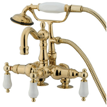 Kingston Brass CC1015T2 Vintage 3-3/8-Inch Deck Mount Tub Faucet, Polished Brass