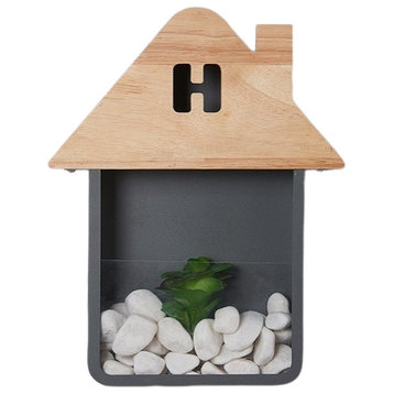 Creative Mini LED Wall Lamp in the Shape of a House for Kids Room, Gray