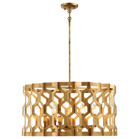 Minka Metropolitan, N6776-293, Coronade, 6-Light Drum Pendant, Semi Flush