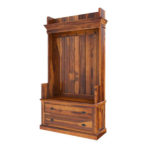 Smithsburg Rustic Solid Wood Wall Hanging Hall Tree Bench With