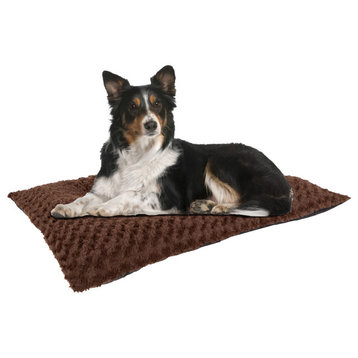 Dog Bed Pet Pillow and Crate Pad with Faux Fur Sleep Surface and Non-Slip Bottom