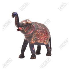 ANTIQUE MEENAKARI TRUMPING ELEPHANT - Decorative Objects And Figurines