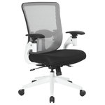 Office Star Products - White Vertical Mesh Back Manager's Chair With Black Mesh Seat - Whether you have a day filled with meetings, or working to beat a deadline, the Space Seating fully adjustable office chair provides not only professional style but also sophisticated support for all-day comfort. The white Vertical Mesh back with height adjustable lumbar support keeps you cool and helps prevent back fatigue.  The soft PU padded pivoting cantilever height adjustable arms ensure flexibility and allow for support to take pressure off your shoulders and neck. The thick padded black mesh or Fun Colors fabric seat keeps you comfortable through-out the day. Features such as one-touch pneumatic seat height adjustment and 2-to-1 Synchro tilt control with 3-position lock, adjustable tilt tension and seat slider easily accommodates your individual preferences. Set upon a heavy duty white angled nylon base with oversized dual wheel carpet casters that deliver easy mobility. TAA Compliance, and coverage with an impressive lifetime warranty on all component parts, and 3 years on arm pads, foam and upholstery fabric, give added assurance to the quality of your purchase.