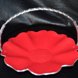 Painted Hammered Aluminum Basket Dish - Home Decor