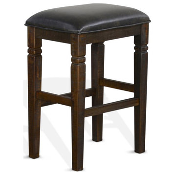 Pemberly Row Modern 30" Transitional Wood Stool in Tobacco Leaf