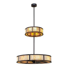 Meyda Tiffany 56" Smythe Craftsman Two Tier Chandel, Air Ceiling Fan