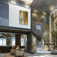 downstairs
