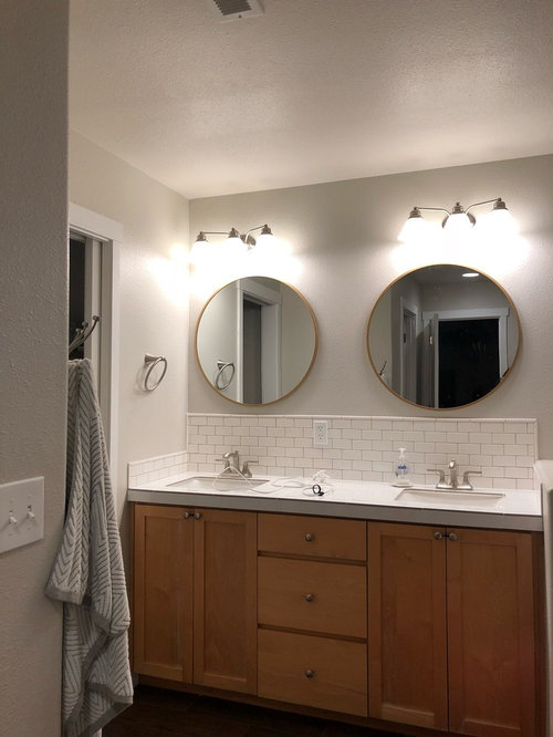 Vanity Lights Are Off Center, How To Change Out A Bathroom Vanity Light Fixture