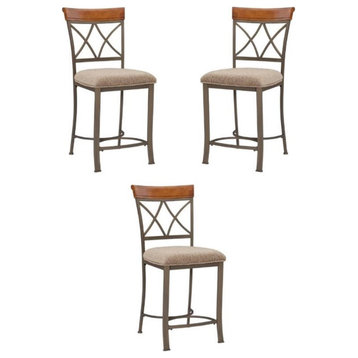 Home Square 24" Metal Counter Stool in Pewter Finish - Set of 3