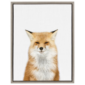 Sylvie Studio Fox Animal Print Framed Canvas Wall Art by Amy Peterson, 18x24