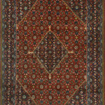 Noori Rug - Fine Vintage Distressed Rehman Rust/Navy Rug, 6'6x9'9 - A genuine one-of-a-kind, this Fine Vintage Distressed Rehman rug pairs a traditional design with pronounced abrash. It was hand-knotted by skilled artisans over the course of a year using centuries old weaving techniques and has the appeal of a prized antique.)