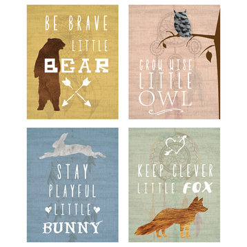 Children Inspire Design Inspirational Animals Quotes Print, 4 Piece Set
