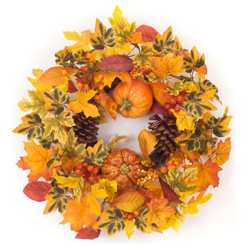 Melrose Home Decorative Pumpkin/Gourd/Fall Leaf Wreath
