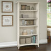 Bowery Hill 5 Shelf Bookcase in Antique White - Engineered Wood