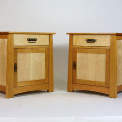 Cherry and Curly Maple Nightstands - Nightstands And Bedside Tables
