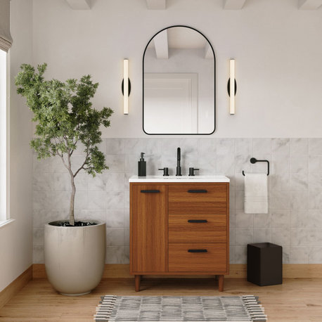 The Bailey Bathroom Vanity, Teak, 30", Single Sink, Freestanding