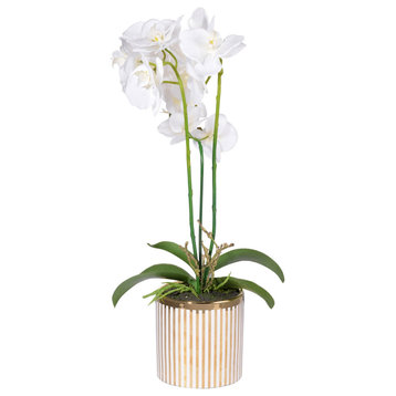 Stripe Artificial Flower or Plant, White