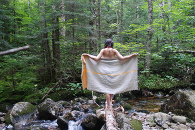 goodlinens 100% linen towels on a New Hampshire camping trip.