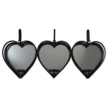 Three Hearts Mirrored Candle Wall Sconce