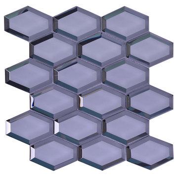 12.18"x12.18" Hexagon Mirror Mosaic, Set of 4, Alabaster Back-Beveled