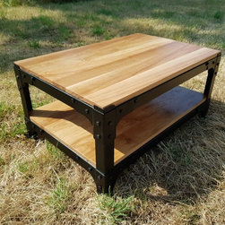 Custom Handmade Oak Industrial Coffee Table - Coffee Tables