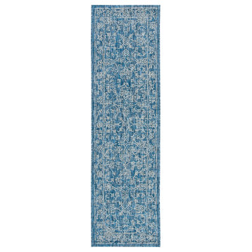 Safavieh Courtyard Cy8680-36821 Outdoor Rug, Navy and Ivory, 2'3"x16'0" Runner